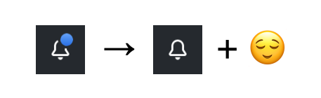 The GitHub bell icon with a blue dot reacts to the GitHub bell icon without a plue dot plus relief